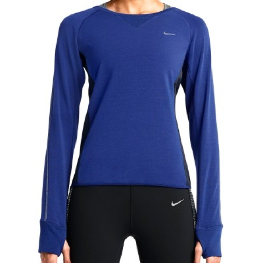 Nike Dri-Fit Sprint Crew Running Shirt Navy Blue L